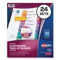 Office Jansan | Avery 11169 Ready Index 11 in. x 8.5 in. 10-Tab 1 to 10 Uncollated Customizable TOC Dividers - Multicolor Tabs/White (24/Box) image number 0