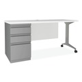 Office Desks & Workstations | Alera 26115 Modern Teacher Series 60 in. x 24 in. x 28.75 in. Left-Side Pedestal: Box/Box/File Pedestal Desk - White/Silver image number 5