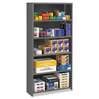 Tennsco 36 in. x 12 in. x 75 in. Six-Shelf Closed Commercial Steel Shelving - Medium Gray