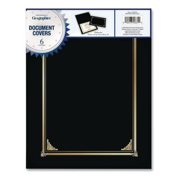 Geographics 12.5 in. x 9.75 in. Certificate/Document Cover - Black (6/Pack)