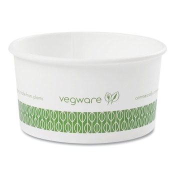Vegware 3.5 in. x 1.7 in. 6 oz. Compostable Paper Soup Containers - Green/White (1000/Carton)