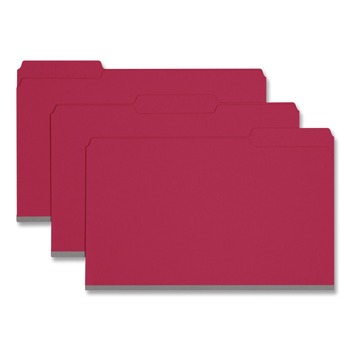 Smead 1/3-Cut Tabs Assorted Legal Size 1 in. Expansion Recycled Heavy Pressboard Folders - Bright Red (25/Box)