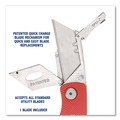 Knives | GreatNeck 12614 1.25 in. Blade 3.5 in. Aluminum Handle Quick Change Lock Back Utility Knife - Red image number 4