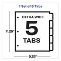 Office Jansan | Avery 11438 Index Maker 11.25 in. x 9.25 in. 5-Tab Extra Wide Tab Print and Apply Clear Label Dividers - White/White Tabs (1-Set) image number 1