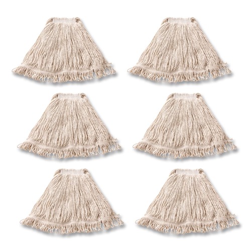 Mops | Rubbermaid Commercial FGD11306WH00 1 in. Headband Super Stitch Cotton Looped End Wet Mop Head - Large, White (6/Carton) image number 0