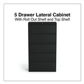  | Alera 25497 36 in. x 18.63 in. x 67.63 in. 5 Lateral File Drawer - Legal/Letter/A4/A5 Size, Black image number 6