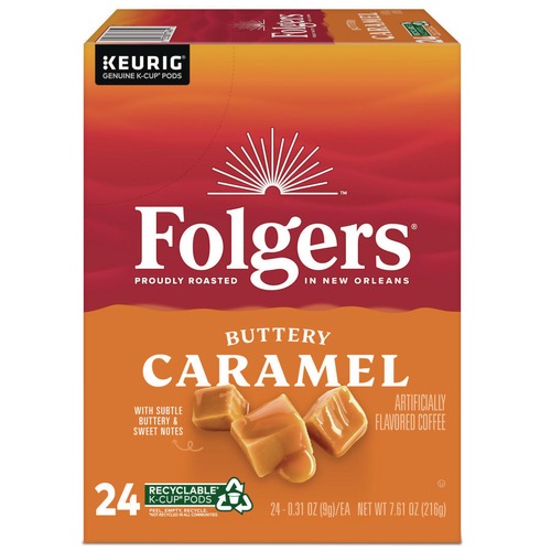 Office Jansan | Folgers 5000363977 Buttery Caramel Coffee K-Cups (24/Box) image number 0