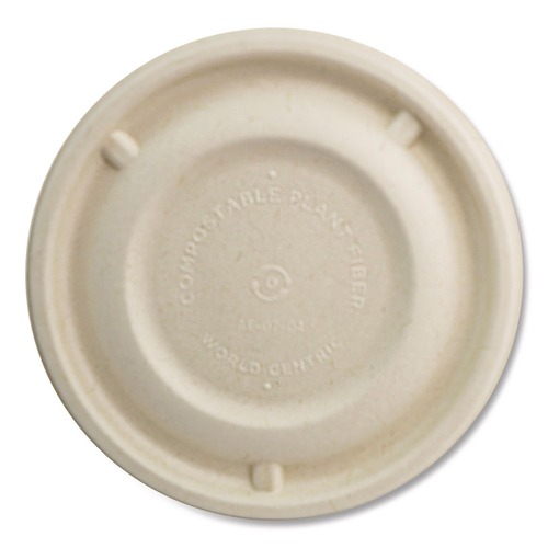 Food Trays, Containers, and Lids | World Centric BBL-SC-12N-LF 4.7 in. Diameter Paper Fiber Lids for Bowls - Natural (500/Carton) image number 0