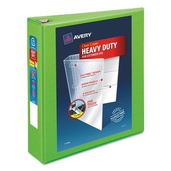 Avery 79776 Heavy-Duty 11 in. x 8.5 in. DuraHinge 3 Ring 2 in. Capacity View Binder with One Touch EZD Rings - Green