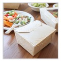 Food Trays, Containers, and Lids | World Centric TO-NT-1 4.2 in. x 5.2 in. x 2.5 in. 26 oz. Sugarcane No Tree Folded Takeout Containers - Natural (450/Carton) image number 1