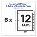 Office Jansan | Avery 11196 Ready Index 11 in. x 8.5 in. 12-Tab Traditional Color Customizable TOC 1 to 12 Tab Dividers - Multicolor (6/Pack) image number 3