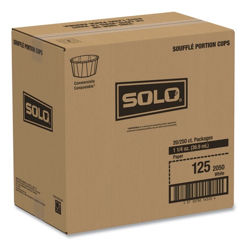 Cups and Lids | SOLO 125-2050 1.25 oz. ProPlanet Seal Paper Portion Cups - White (250/Bag, 20 Bags/Carton) image number 0