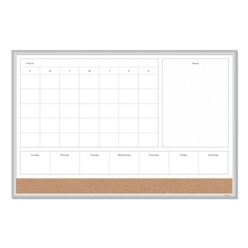 U Brands 4N1 35 x 23 Magnetic Dry Erase Combo Board - Tan/White Surface/Silver Aluminum Frame