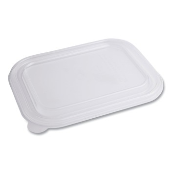 World Centric 7.8 in. x 10.2 in. x 0.5 in. Plastic Lids for TRSC60 Fiber Containers - Clear (400/Carton)