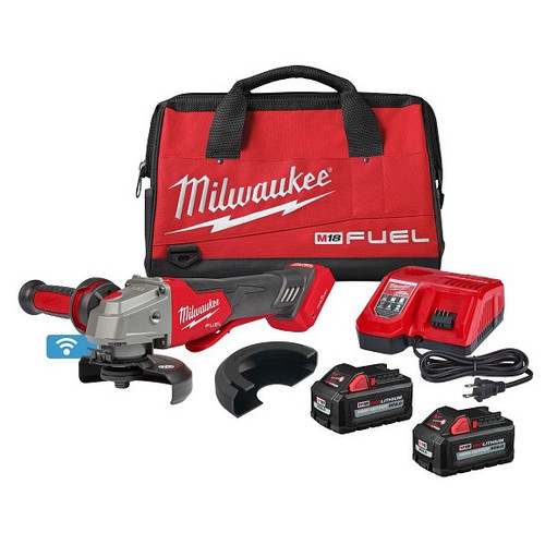 Angle Grinders | Milwaukee 2882-22 M18 FUEL Brushless Lithium-Ion 4-1/2 in. / 5 in. Cordless Braking Grinder with No-Lock Paddle Switch with ONE-KEY Kit (6 Ah) image number 0