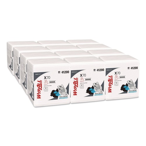 Cleaning & Janitorial Supplies | WypAll 41200 X70 1/4-Fold 12-1/2 in. x 12 in. Cloths - White (76/Pack 12 Packs/Carton) image number 0