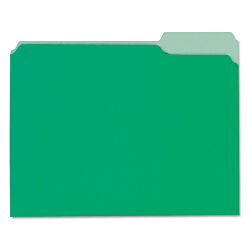 Universal UNV12302 1/3-Cut Tabs Letter Size Interior File Folders - Green (100/Box) image number 0