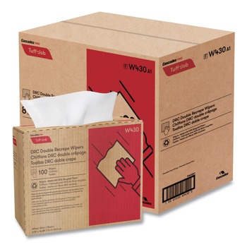 Cascades PRO 9.75 in. x 16.5 in. Tuff-Job Double Recrepe Wipers - White (8 Boxes/Carton)