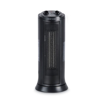 Alera 7.37 in. x 7.37 in. x 17.37 in. 1,500 Watts Mini Tower Ceramic Heater - Black