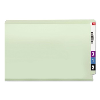 Smead 3 in. Expansion End Tab Pressboard Classification Folders with 2 SafeSHIELD Coated Fasteners - Legal Size/Gray-Green (25/Box)