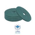 Office Jansan | Boardwalk BWK4013GRE 13 in. Diameter Heavy-Duty Scrubbing Floor Pads - Green (5/Carton) image number 2