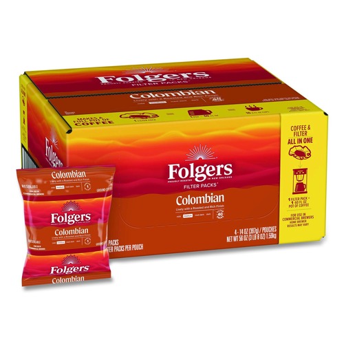 Coffee | Folgers 2550010107 1.4 oz. 100% Colombian Coffee Filter Packs (40/Carton) image number 0