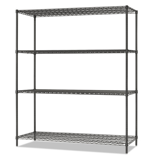  | Alera ALESW206024BA 60 in. x 24 in. x 72 in. 4-Shelf All-Purpose Wire Shelving Starter Kit - Black Anthracite Plus image number 0
