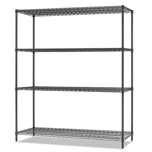 | Alera ALESW206024BA All-Purpose Wire Shelving Starter Kit, 4-Shelf, 60 X 24 X 72, Black Anthraciteplus image number 0