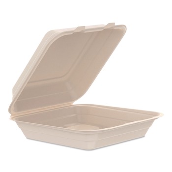 Dart 9.14 in. x 9 in. x 2.98 in. ProPlanet Seal Compostable Molded Fiber Hinged Trays - Natural (200/Carton)
