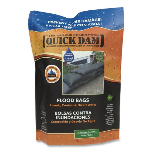 Safety Equipment | Quick Dam QD1224-2 Flood Bags, 12-in x 24-in x 3.5-in, 2/Pack image number 0