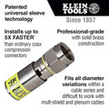 Electronics | Klein Tools VDV812-612 50-Piece Professional Grade Universal F RG6/6Q Compression Connectors with Universal Sleeve Technology image number 1