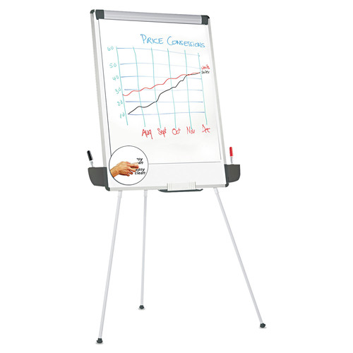Universal UNV43031 29 in. x 41 in. Tripod-Style Dry Erase Easel - White/Silver image number 0