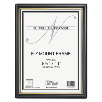 NuDell 8.5 in. x 11 in. Insert EZ Mount Document Frame with Trim Accent and Plastic Face - Black/Gold