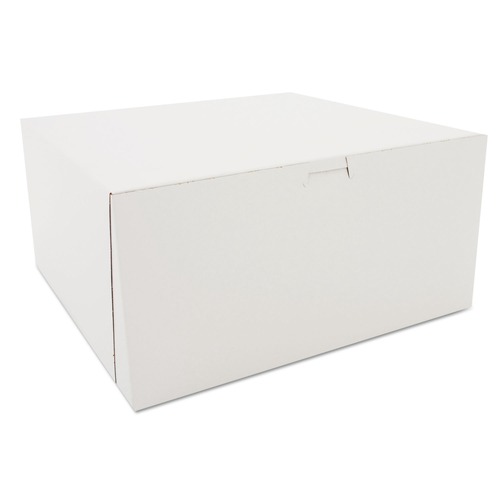 Food Trays, Containers, and Lids | SCT SCH 0989 12 in. x 12 in. x 6 in. Paper One-Piece Non-Window Bakery Boxes - White (50/Carton) image number 0