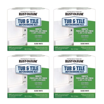 Rust-Oleum Specialty Tub and Tile Refinishing Kit, Gloss White, Quart, 4 Kits/Carton