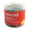 Mothers Day Sale! Save an Extra 10% off your order | Universal UNV95001 Plastic-Coated #1 Paper Clips with One-Compartment Dispenser Tub - Assorted Colors (500/Pack) image number 1