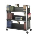 Office Filing Cabinets & Shelves | Safco 5335BL 41.25 in. x 17.75 in. x 41.25 in. 6 Shelves 1 Bin Scoot Double-Sided Metal Book Cart - Black image number 1