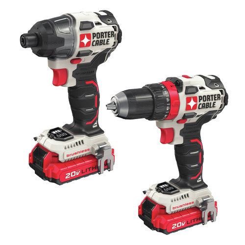 Drill Drivers | Porter-Cable PCCK619L2 20V MAX Lithium-Ion Brushless 1/2 in. Cordless Drill Driver / 1/4 in. Cordless Impact Drill Kit (1.5 Ah) image number 0