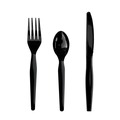 Food Service | Boardwalk BWK3KITHVYBL 3-Piece Heavyweight Fork/Knife/Teaspoon Cutlery Kit - Black (250/Carton) image number 1