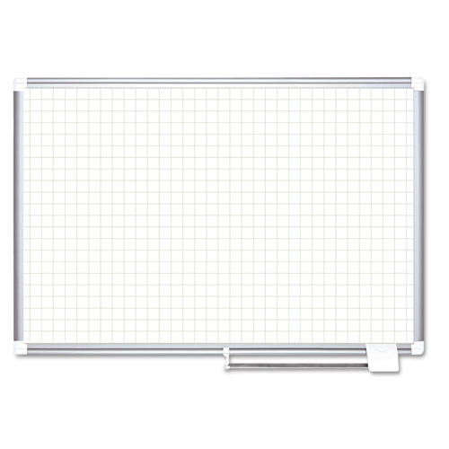  | MasterVision MA2747830 1 in. x 1 in. Gridded 72 in. x 48 in. Magnetic Steel Planner Board - White/Silver image number 0