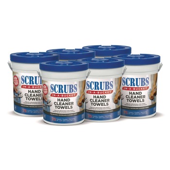 SCRUBS 42272 In-A-Bucket 10 in. x 12 in. Hand Cleaner Towels (6/Carton)