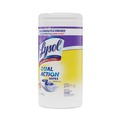 Hand Wipes | LYSOL Brand 19200-81700 1 Ply 7 in. x 7-1/2 in. Dual Action Disinfecting Wipes - Citrus, White/Purple (6/Carton) image number 2