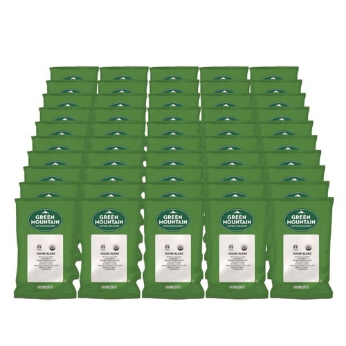 Food Service | Green Mountain Coffee 5000052533 2.5 oz. Fair Trade Organic Coffee Fractional Packs - House Blend (50/Carton) image number 0