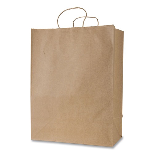 Food Service | Inteplast Group KRFTW13717 Get Reddi 13 in. x 7 in. x 17 in. No. 65 Basis Weight Twisted Rope Handles Mercado Size Paper Bags - Brown (250/Carton) image number 0