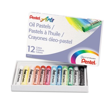 Pentel 0.38 in. Diameter x 2.38 in. Oil Pastel Set With Carrying Case - 12 Assorted Colors (1-Set)