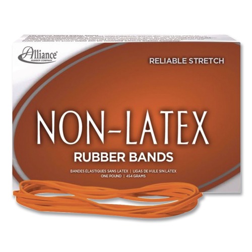 Office Jansan | Alliance 37646 1 lbs. Box Size 64 0.04 in. Gauge Non-Latex Rubber Bands - Orange (1-Box) image number 0