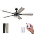 Ceiling Fans | Honeywell 51861-45 52 in. Remote Control Contemporary Indoor LED Ceiling Fan with Light - Matte Black image number 0