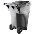Trash Cans | Rubbermaid Commercial FG9W2200GRAY Brute Heavy-Duty 95 Gallon Square Rollout Waste Container - Gray image number 1