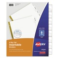 Office Jansan | Avery 11124 Big Tab 11 in. x 8.5 in. 8-Tab Double-Sided Gold Edge Reinforcing Insertable Dividers - Clear Tabs/White (1-Set) image number 0