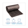 Trash Bags | Boardwalk V8046EKKR01 45 Gallon 19 microns 40 in. x 46 in. High-Density Can Liners - Black (25 Bag/Roll, 6 Roll/Carton) image number 4